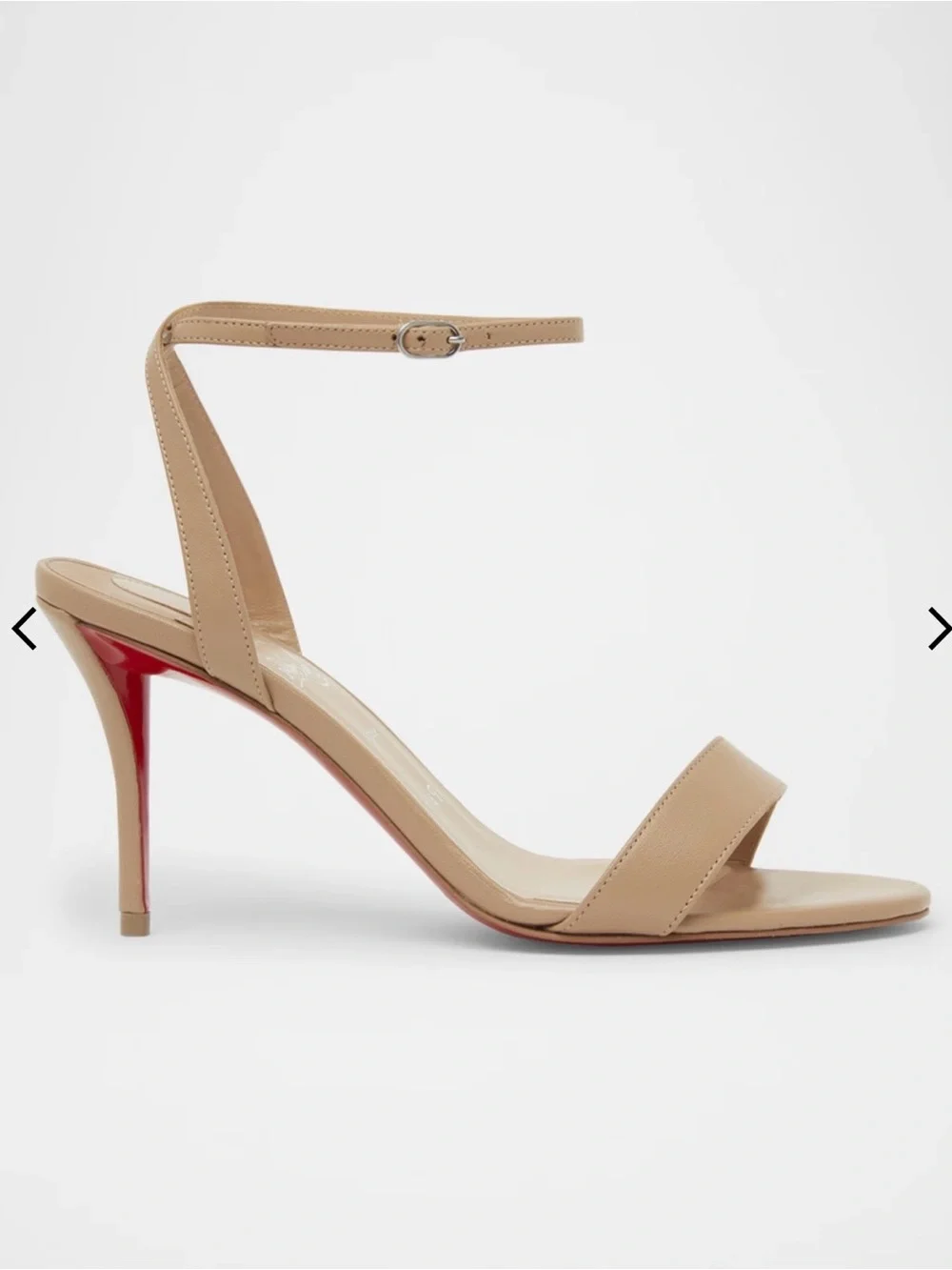 Christian Louboutin Nude Beige Ankle Strap Sandals with Red Sole